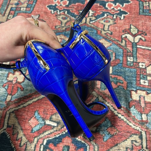 NWT TOM FORD Croc Iconic T 105 Sandal in cobalt size 36 / US 6 - Picture 10 of 13